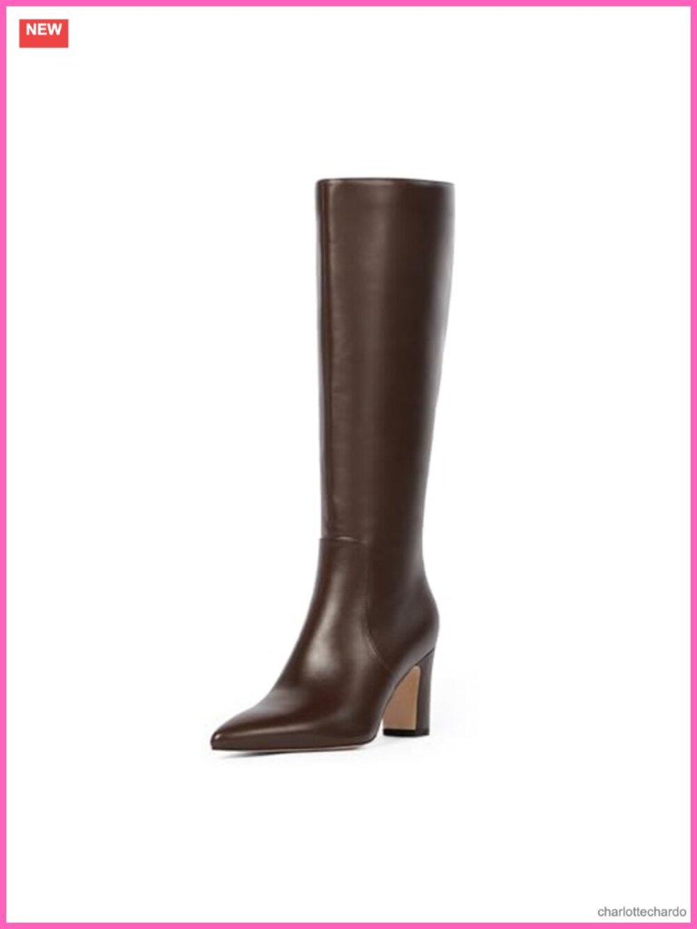 Knee High Boots Pointed Toe Chunky Heel Tall Faux Leather Women's